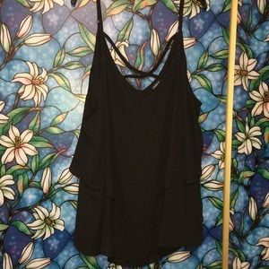 Black chiffon double layer tank